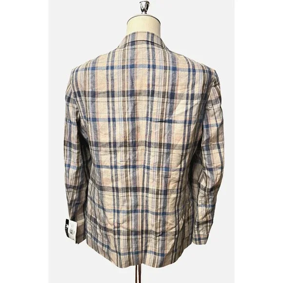 NWT $295 RALPH LAUREN Mens 40R Suit Blazer Sport Jacket LINEN Lassiter Plaid Tan